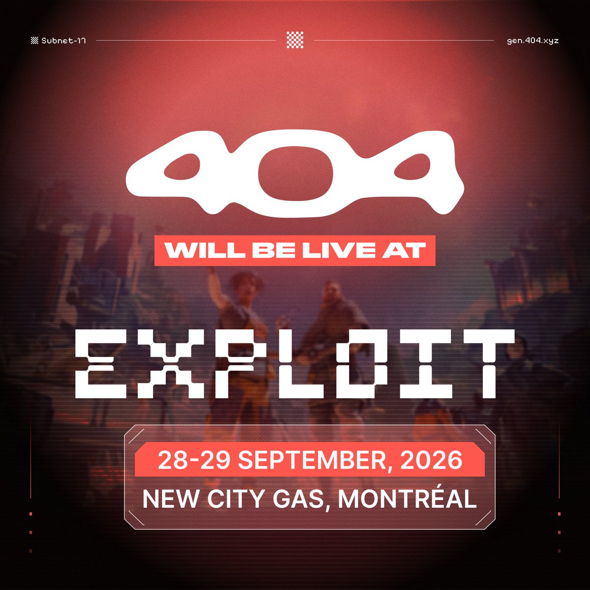 404gen_'s tweet photo. We’re announcing the winners of our 10 TAO Game Jam Competition live at @ExploitSummit in Montreal.

Winning games, along with select games built by the 404 team, will be playable live at the conference.

With founders, builders, and AI teams from across the ecosystem in one place, this is the perfect stage to showcase what 404-powered game generation can do.

Agentic gaming is coming to Exploit Summit.

Date: September 28-29th.