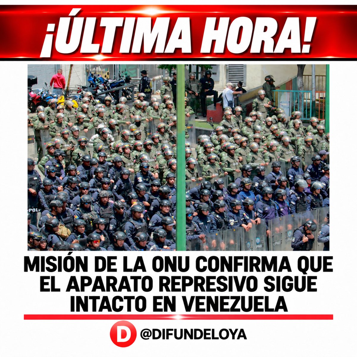 DIFUNDELOYA's tweet photo. 🇻🇪 🇺🇸 | ¡ÚLTIMA HORA!🚨| Misión Internacional Independiente de Determinación de los Hechos de la ONU alertó que el aparato represivo del Estado Venezolano permanece intacto. https://t.co/vSI10XiBvc