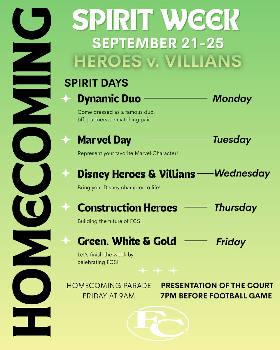 FCScommanders's tweet photo. Homecoming is next week and we are so excited! https://t.co/NonrSSIbub