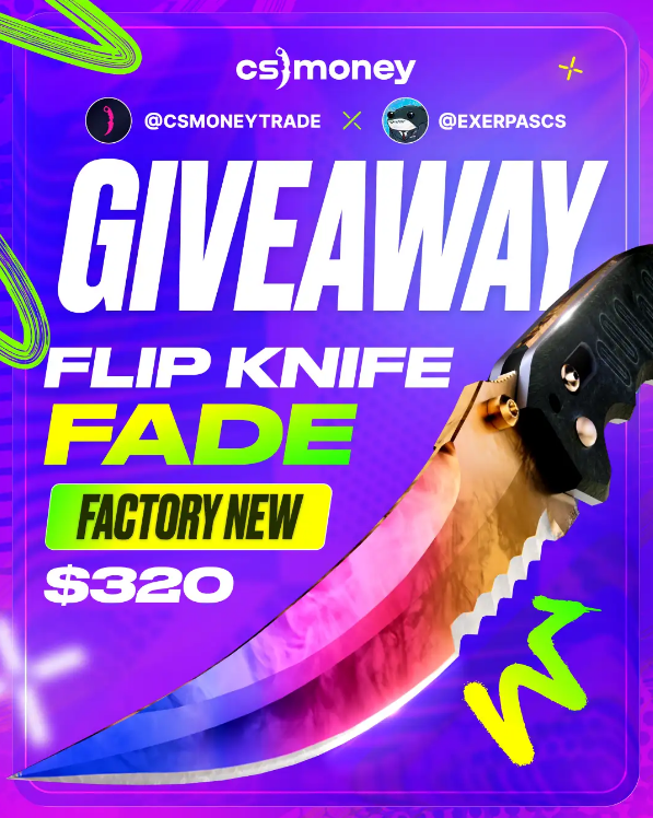ExerpasCS's tweet photo. Flip Knife | Fade coming your way, right here, right now 🫵

Entry rules:
👉 Follow @ExerpasCS &amp; @csmoneytrade  
💙 Like &amp; Retweet
🏷️ Tag a friend 

Winner picked on September 23rd ⏳Good luck! 🤞 https://t.co/dovk6cTQfh