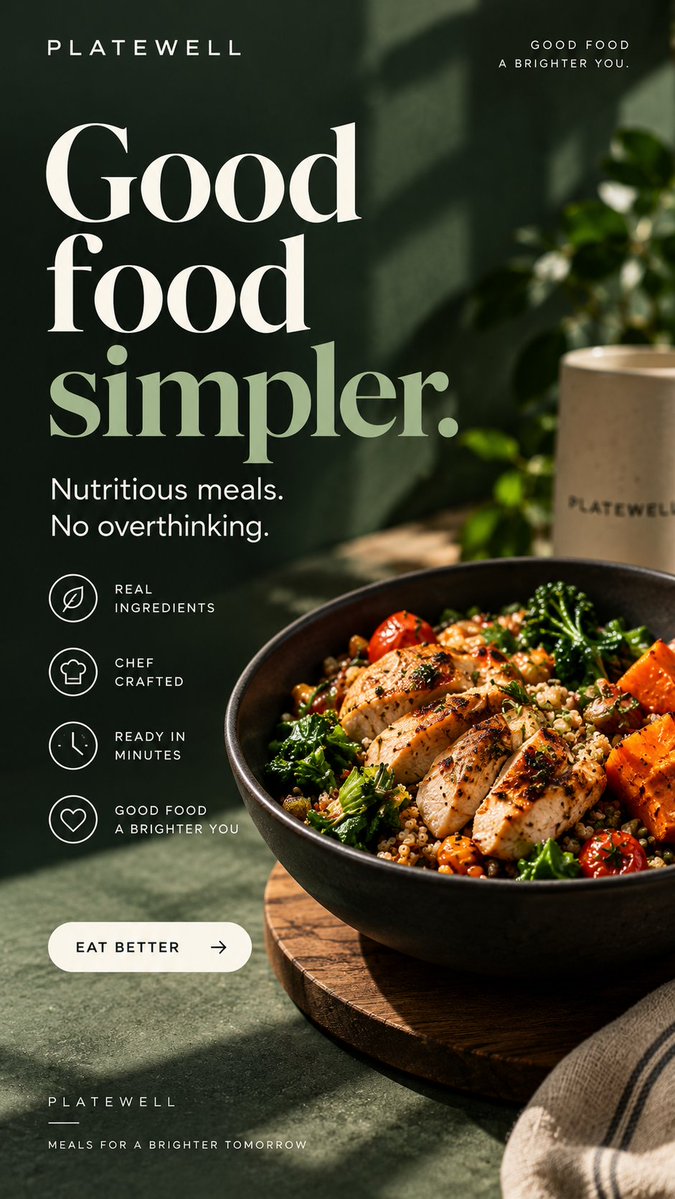 Marqueestudi0's tweet photo. Instead of:
“Healthy meals delivered to your door”

I went with:
“Good food simpler.”

People already understand what meal delivery is.
The ad’s job is to make them want this version of it. https://t.co/dbkyjIX3tq