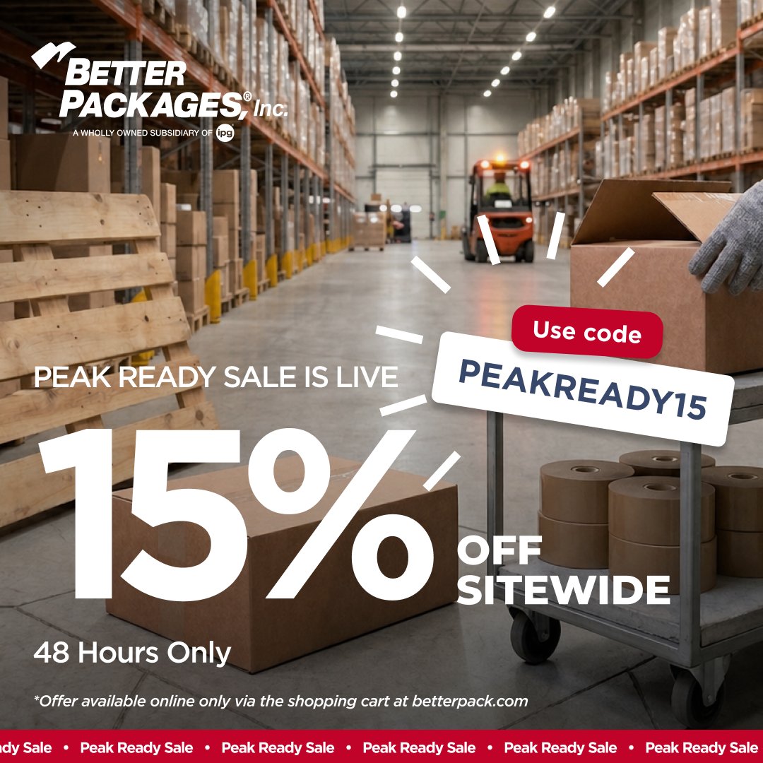 WATisbest's tweet photo. Our peak season sale is on, and it ends Thursday at midnight!

Head to https://t.co/jRndOBF9ME and use code 'PEAKREADY15' for 15% off everything, Curby Mini-Tapers, water-activated tape, spare parts, and more.

#BetterPackages #PackagingSolutions #WaterActivatedTape https://t.co/V6z4MC0IzG