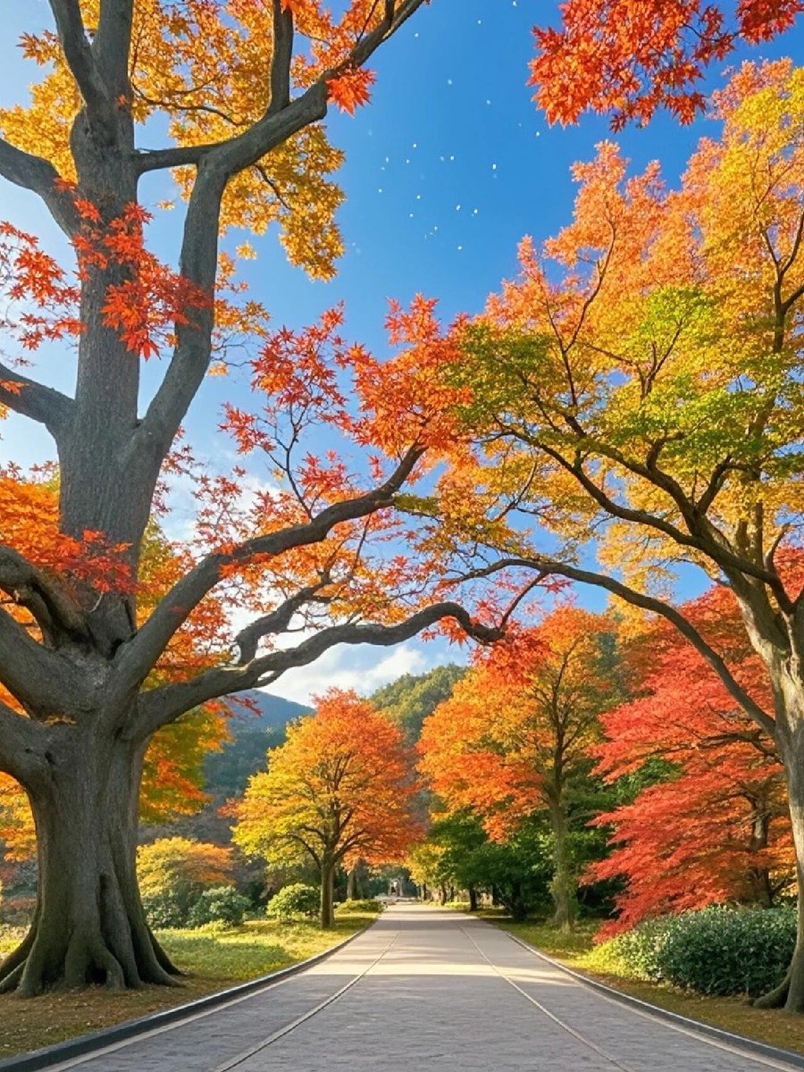 wxzyR44IhEb515E's tweet photo. [Sunrise over the oak trees, cool breeze carrying maple scents—autumn’s first crisp morning hits different ]， https://t.co/qf1LPo4Xr3