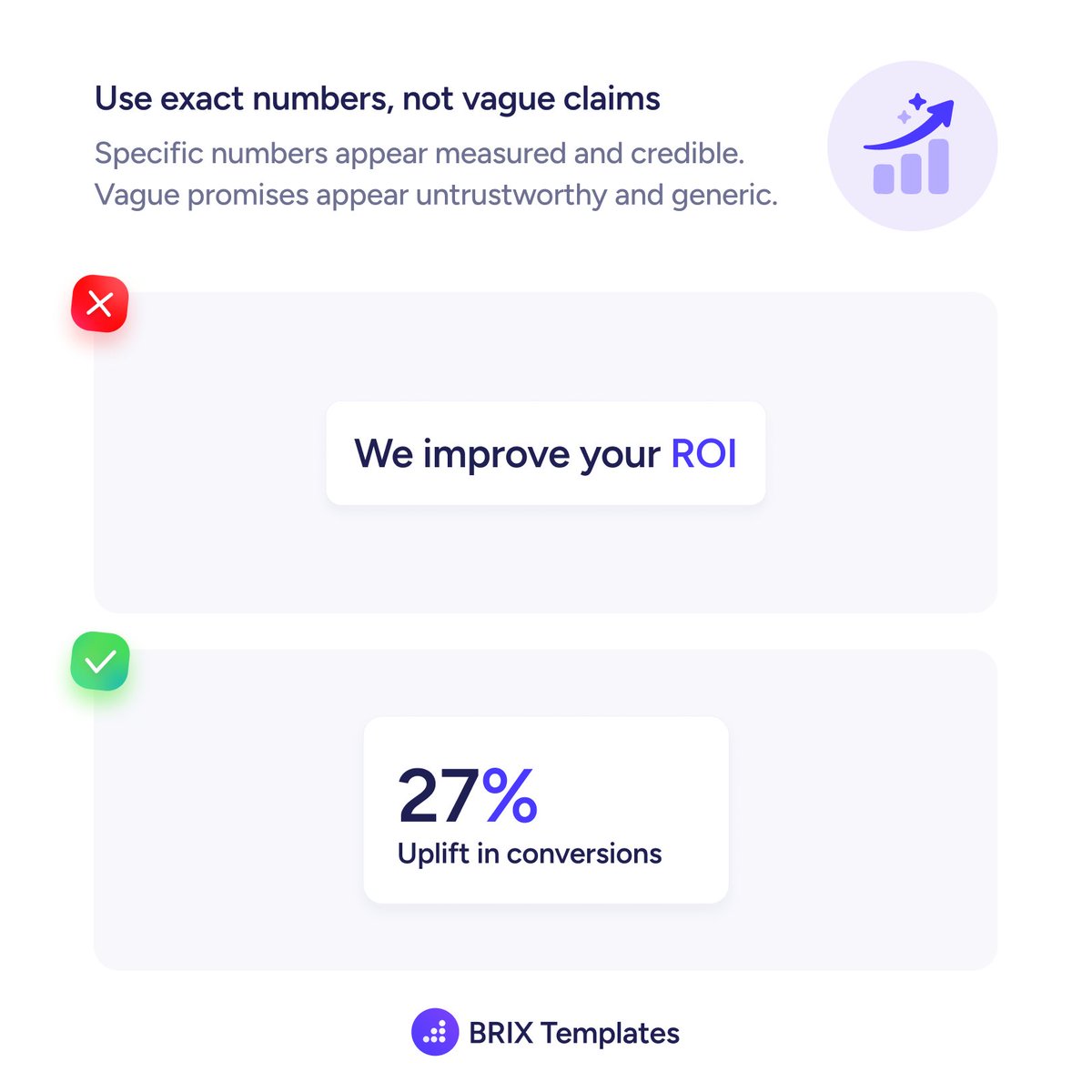 brixtemplates's tweet photo. Specific numbers feel more credible than vague promises. They help users quickly understand your value. Use real, provable results whenever possible. Clear evidence builds trust and supports conversions.
#UXDesign #ConversionTips #WebDesign https://t.co/mBBPp9rsri