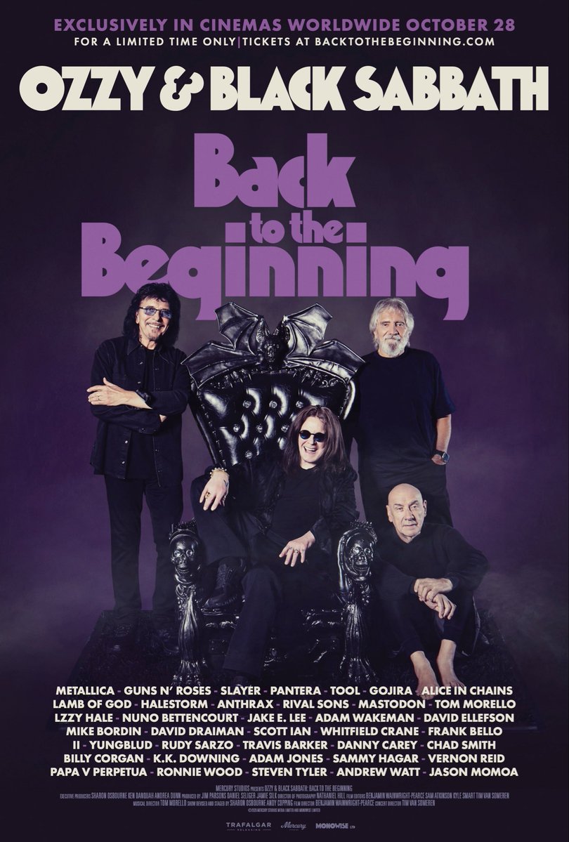 BlackSabbath's tweet photo. THE GREATEST DAY IN HEAVY METAL IS COMING TO THE BIG SCREEN

The final performance. The definitive farewell. 🦇

Relive the biggest day in heavy metal history in the place where it all started — now on the big screen.

Back to the Beginning is in cinemas 28th October. Tickets on sale 24th September at https://t.co/ro7KIoH7CI.