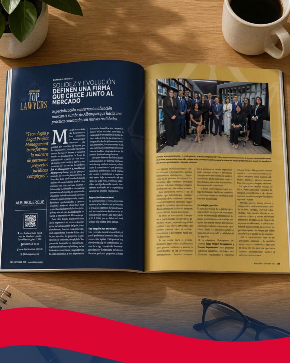 AlburquerqueRD's tweet photo. ¡Más de 4 décadas construyendo el futuro del derecho!
 
Nos llena de orgullo compartir que Alburquerque ha sido destacado en la prestigiosa edición Mercado Top Lawyers – septiembre 2026. Un reconocimiento que resalta más de 40 años de trayectoria, solidez y constante evolución. https://t.co/WnSO8Wo0w3