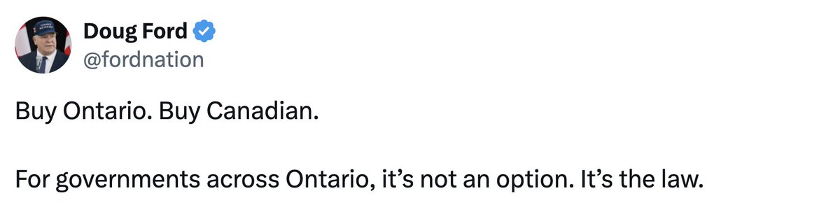 MaritStiles's tweet photo. Ontario's new subway cars: built in Maryland.

Our highway maintenance: Texas.

Our teachers' supplies: Staples.

You awarded $140M at Mississauga's new hospital to a U.S. firm and sent WSIB work to Boston.

Premier, if Buy Ontario is the law, you're breaking it. https://t.co/FsnjaoDRDd