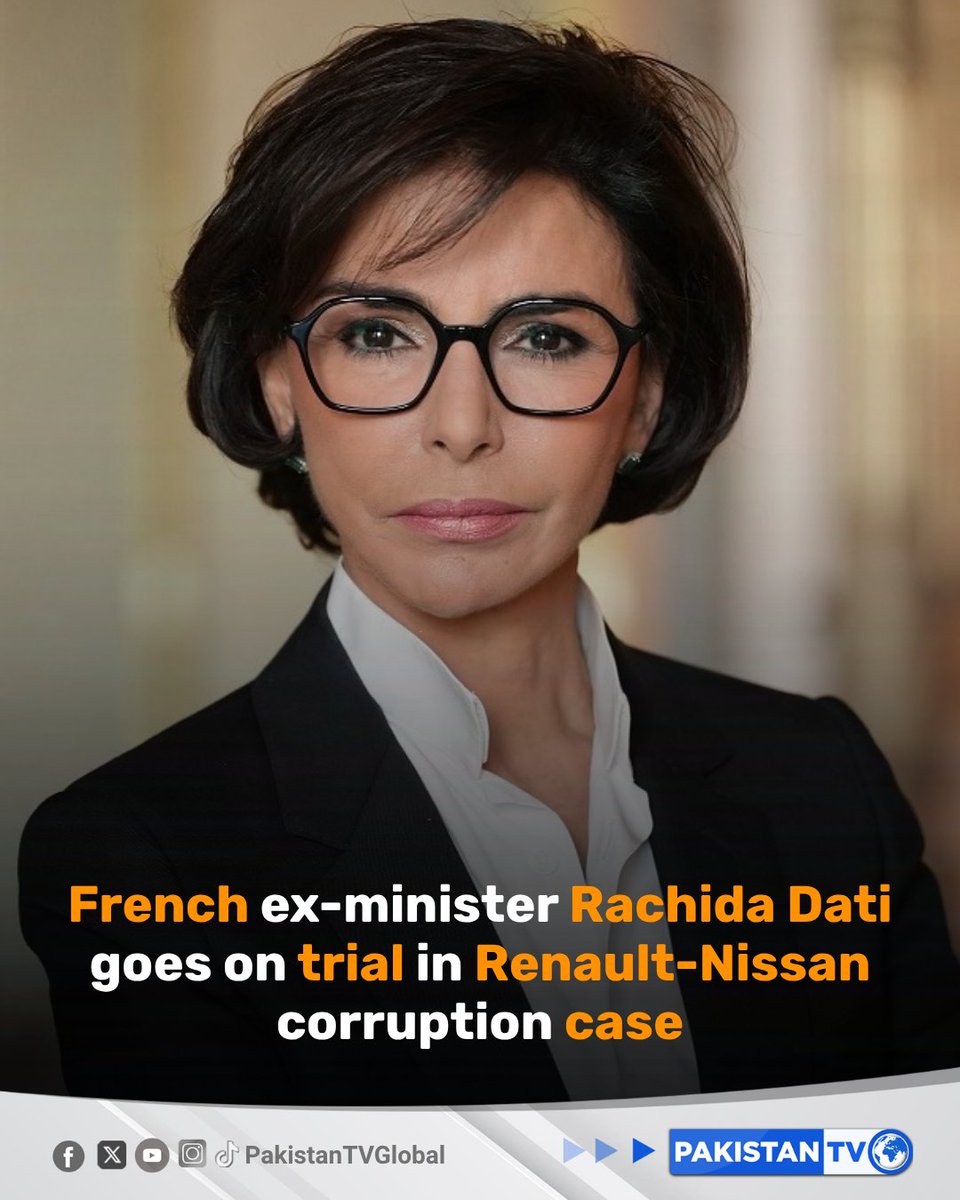 PakTVGlobal's tweet photo. Former French Culture Minister Rachida Dati appears in court in a corruption case linked to dealings with Renault-Nissan. Dati denies all charges, while former Renault-Nissan chief Carlos Ghosn is being tried in absentia.

#RachidaDati #CarlosGhosn #RenaultNissan #CorruptionTrial #France #PakistanTV