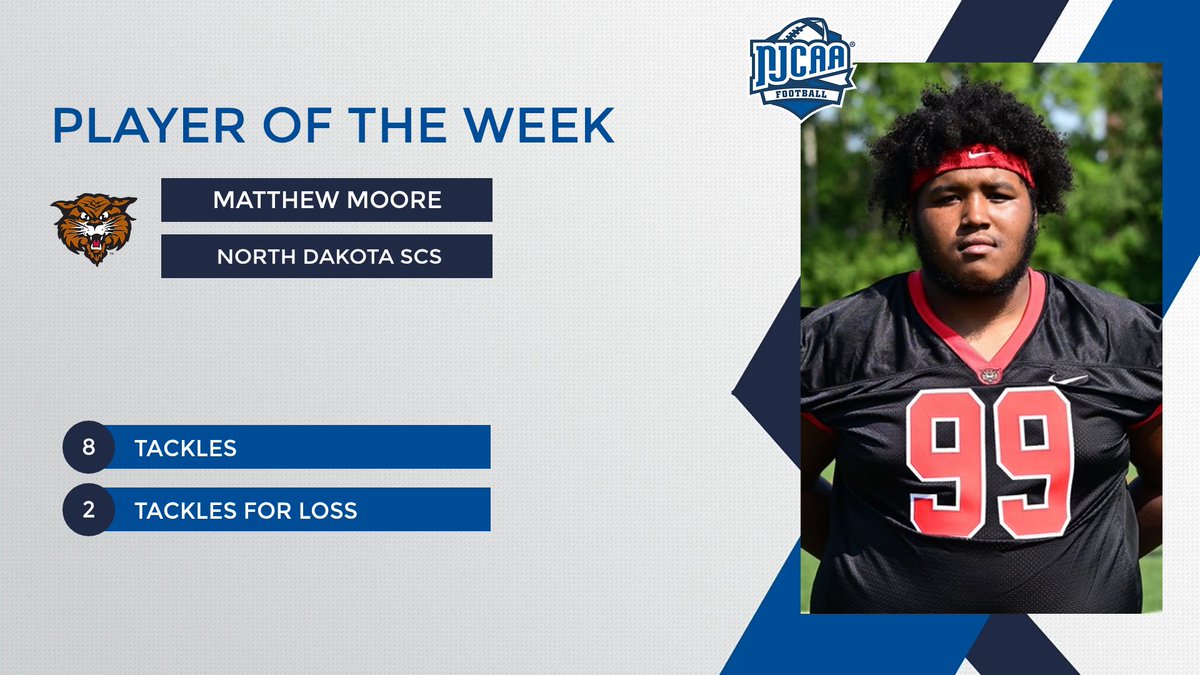 NJCAAFootball's tweet photo. Nothing Getting Through #99 🧱🔥

Matthew Moore was a force up front for @NDSCSAthletics! 💥 The DIII #NJCAAFootball Defensive Player of the Week racked up 8 tackles and 2 tackles for loss! 🏈🔥

#NJCAAPOTW https://t.co/3bkBMu8OV3