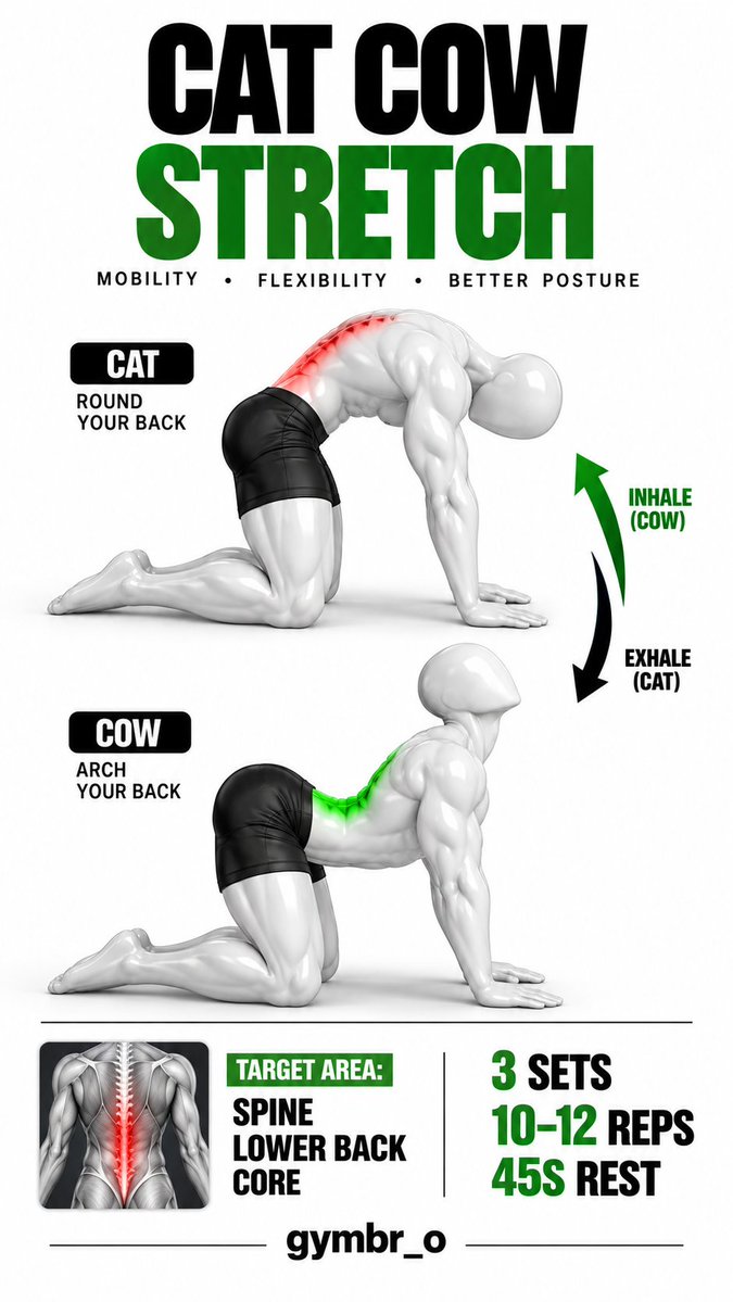 GymBr_o's tweet photo. 2. CAT COW STRETCH https://t.co/qdh4UlRKLq