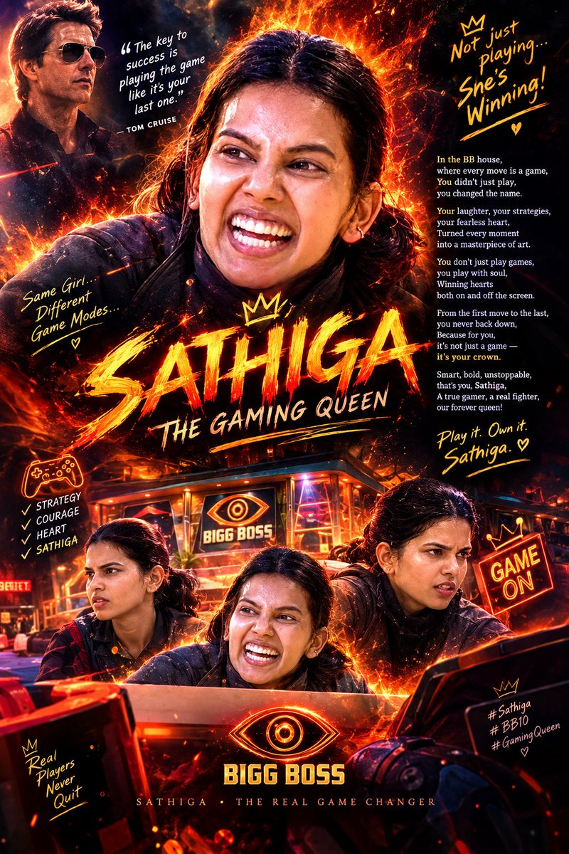 VagishKiruba's tweet photo. She doesnt just play the game she sets it on fire. 🔥👑 
#Shathiga 
#BiggbossTamil
#BiggbossTamil10
#BiggbossSeason10Tamil https://t.co/vDZRC30b7p