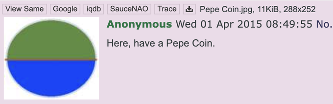 blutogreg's tweet photo. An anonymous 4chan user made the worlds FIRST Pepe Coin in 2015, this was a while before any other Pepe Coin came out

Pepe Coin was created on 1st April 2015

If PEP went to 4m, and Pepe is worth $4B market cap what is the world's FIRST Pepe Coin worth?

https://t.co/tidlGKj90z