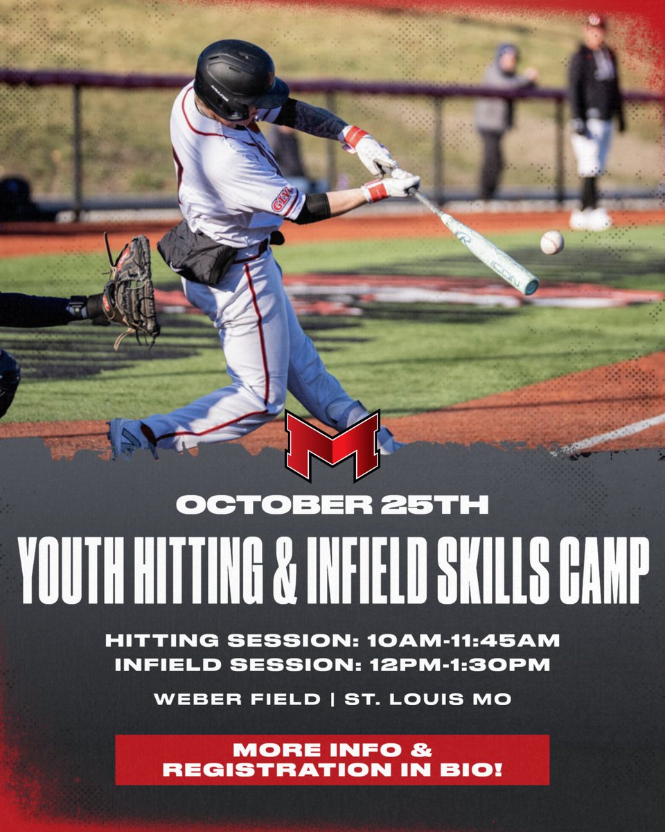 BaseballMU's tweet photo. YOUTH HITTING &amp; INFIELD SKILLS CAMP‼️

On October 25th we will be having our hitting and infield skills camp. For more information or to register please go to our profile and click the link in the bio.

#BigRedM #baseball #baseballcamp #camp #collegebaseball https://t.co/WPsHWHuuaV