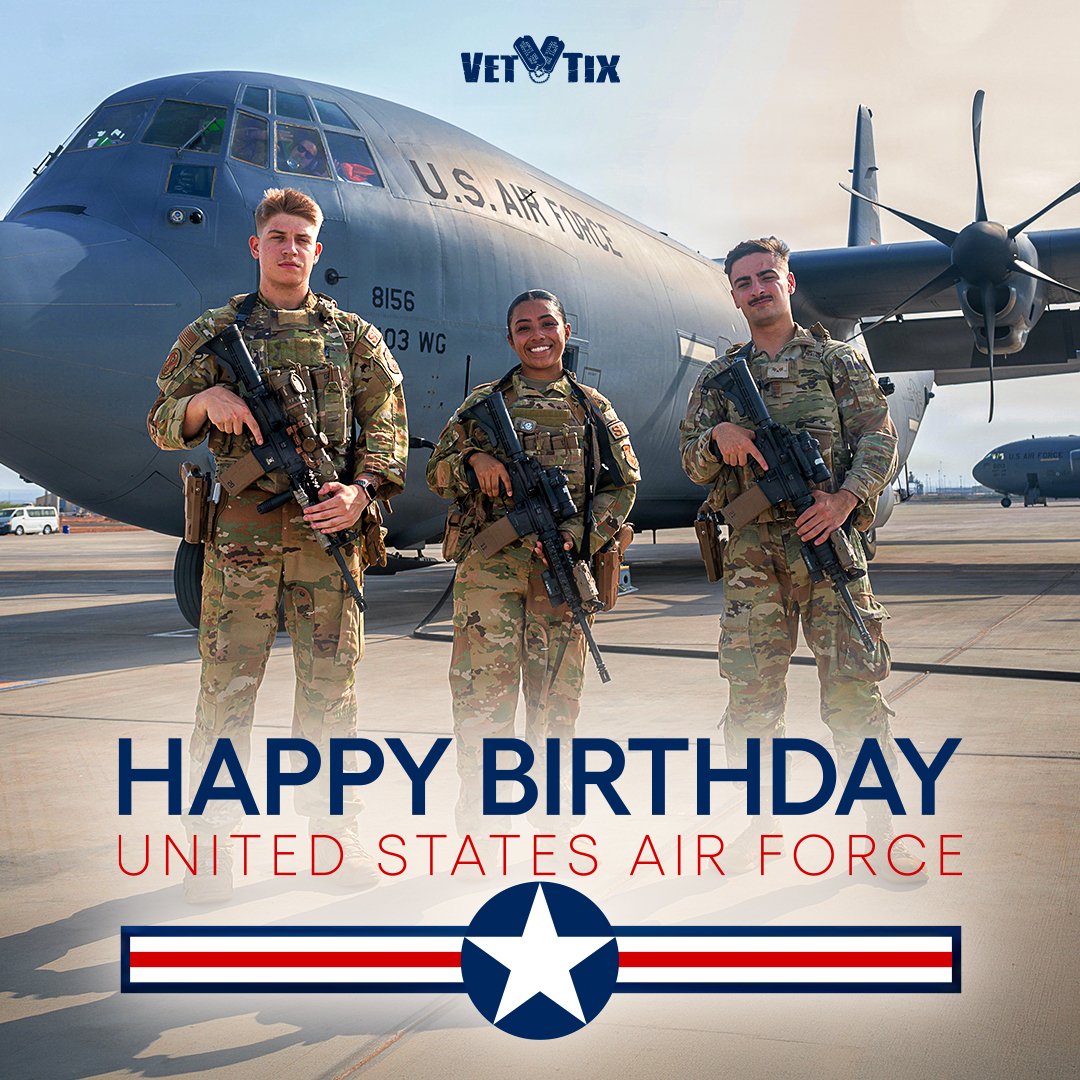 VetTix's tweet photo. Wishing the United States Air Force a happy 79th birthday today. We're proud to serve #AirForce service members, veterans, and their families. https://t.co/U2SkL6qlDV