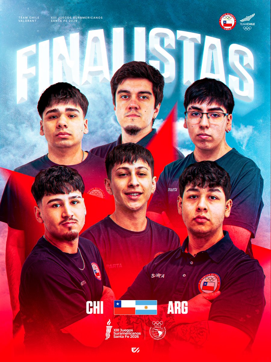 FlowTimCheese's tweet photo. ¡CHILENOS DE CORAZÓN HOY ES EL DÍAAA! 🇨🇱

Estos jóvenes talentos podrían otorgarle a nuestro país la medalla de oro en @suramericanos26 de @VALORANT en un partidazo de revancha contra @devaesportsarg 

GRAN FINAL vs Argentina 🇦🇷 (BO3)
⏰ 3 PM (hora aproximada) https://t.co/rVDSt24VNq