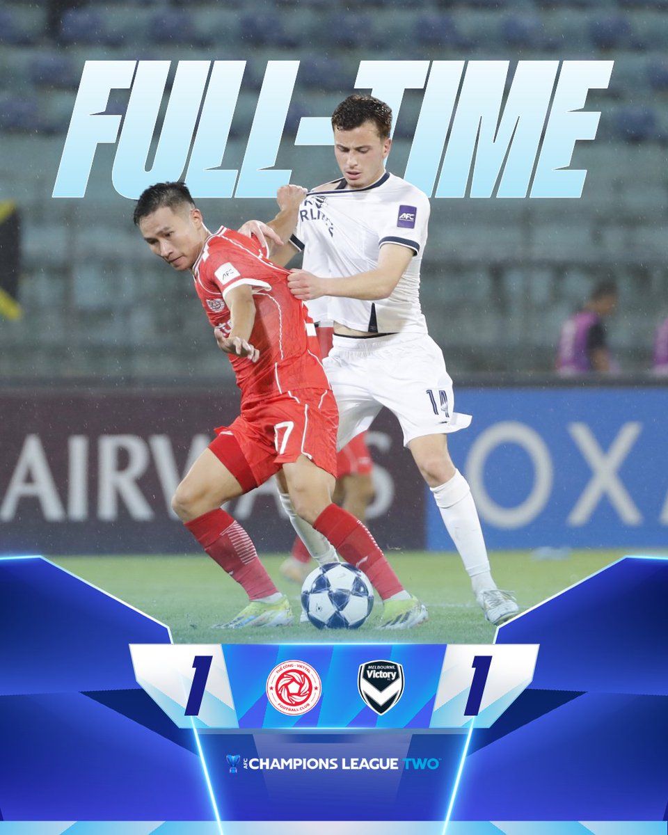 TheAFCCL's tweet photo. 𝗙𝗧 | 🇻🇳 Viettel FC 1️⃣-1️⃣ Melbourne Victory FC 🇦🇺
It ends all square in Hanoi as both sides share the points to open their Group E campaign!
#ACLTwo | #VIEvMVC https://t.co/3jHttmXxvW