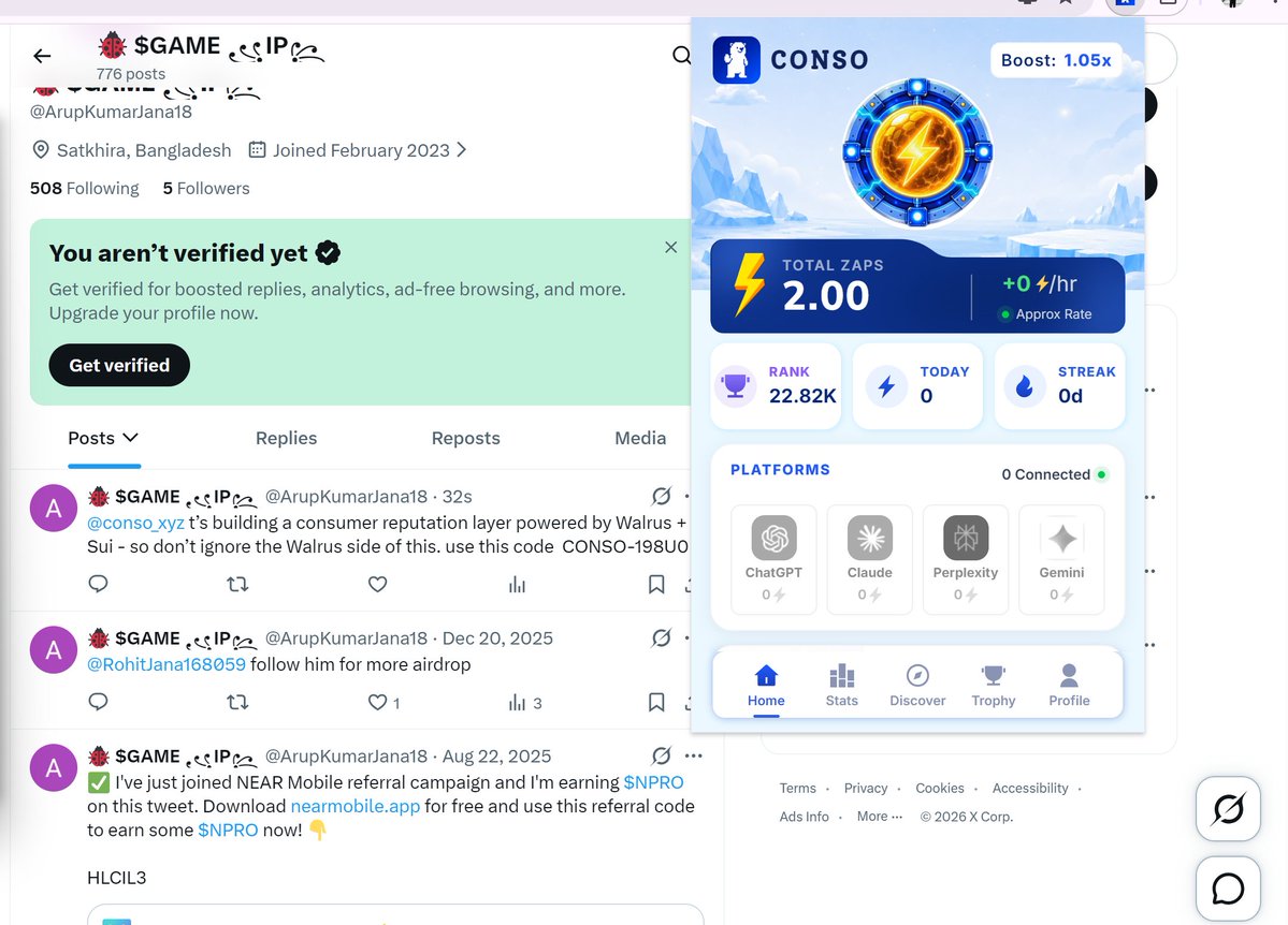 ArupKumarJana18's tweet photo. @conso_xyz
t’s building a consumer reputation layer powered by Walrus + Sui - so don’t ignore the Walrus side of this. use this code  CONSO-198U0 https://t.co/U6iNFe1SQV