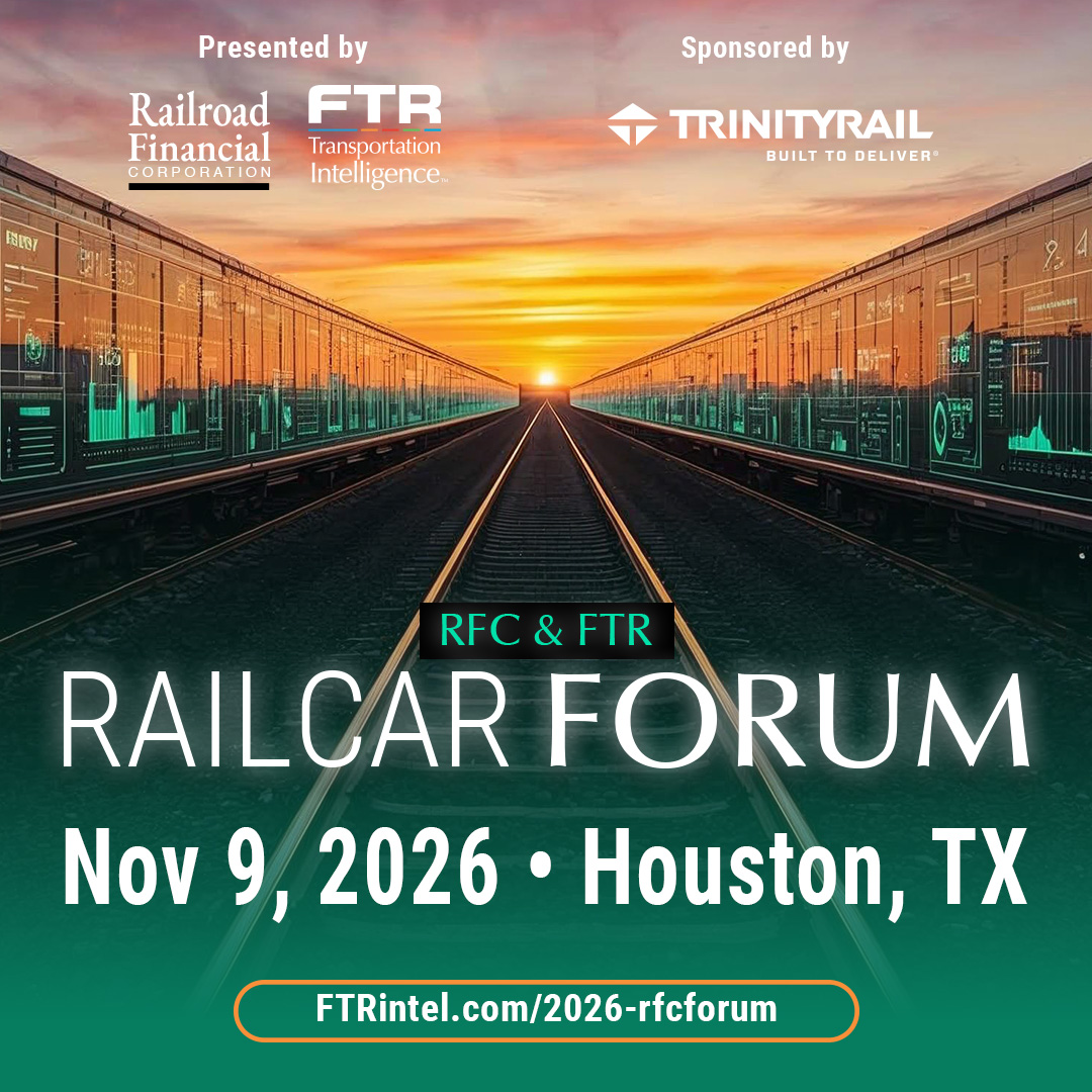 FTRintel's tweet photo. Plan your 2027 fleet strategy with confidence. Join FTR and Railroad Financial Corporation Nov. 9 in Houston for the Chemical Cars &amp; Capital Forum—focused on rail equipment demand, leasing, financing and capital markets.

Register today: https://t.co/CJrnHcXp0U https://t.co/2BEQf8MjS6