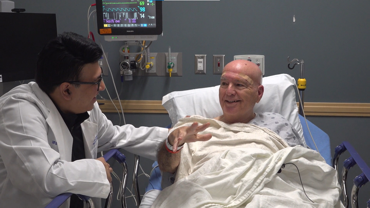 utsystem's tweet photo. Sound over Surgery. @UTSWMedCenter doctors are using precisely focused ultrasound to treat Parkinson's tremors — and results can arrive within minutes. 🧠 🔊 For 72-year-old Air Force veteran Bud Leavell, the procedure restored the hand steadiness he'd lost to years of tremors. “I think this is opening the door to what I would call incisionless therapies of the brain,” says UTSW's Dr. Bhavya Shah. What's more, this new approach could open up a future where focused ultrasound could enable gene and cell therapy delivery. https://t.co/28drhKncRw