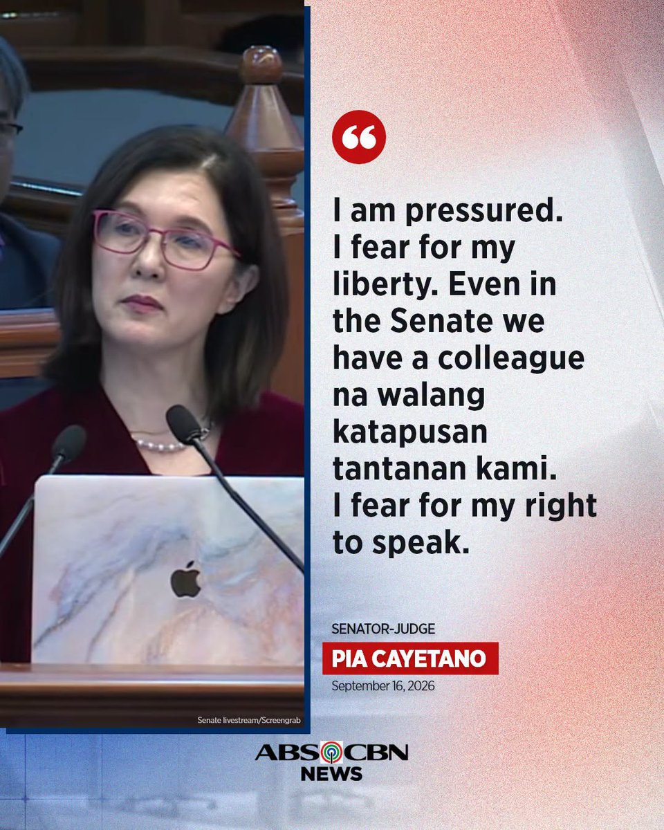 ABSCBNNews's tweet photo. Sa gitna ng pagtalakay ng impeachment court sa voting threshold, naglabas ng hinanakit si Senator-judge Pia Cayetano kaugnay ng aniya'y pressure na kaniyang nararamdaman. #VPOnTrial https://t.co/7vNYDyPykT