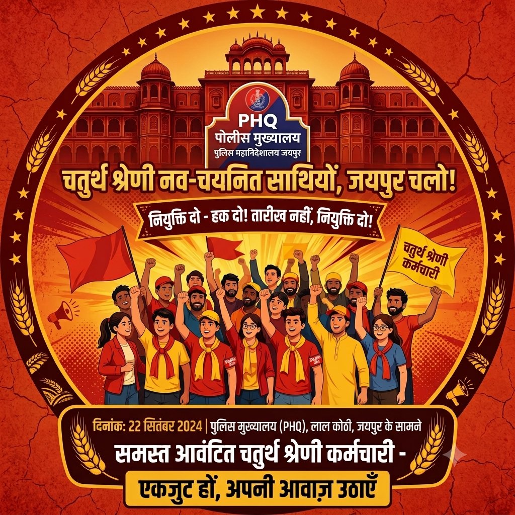 DilipKumarJani1's tweet photo. चतुर्थ श्रेणी भर्ती परीक्षा में राजस्थान पुलिस महानिदेशालय (PHQ) को अलॉट हुए चतुर्थ श्रेणी कर्मचारियों को अब तक नियुक्ति नहीं दी  है। PHQसे विनम्र निवेदन तुरंत नियुक्ति आदेश जारी  करें।
@GovernorRaj @DGP_Rajasthan @RajGovOfficial
#PHQ_चतुर्थ_श्रेणी_नियुक्ति_दो @RajPoliceHelp https://t.co/kPjKKUeB5S