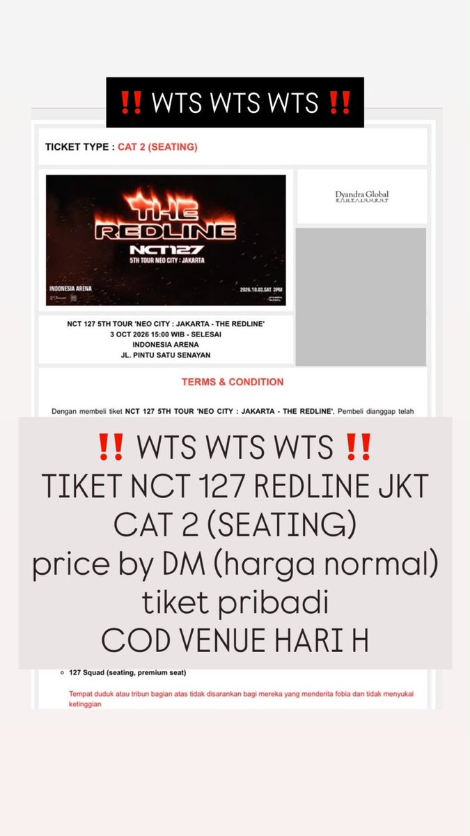 RuthIntansari's tweet photo. WTS NEO CITY 5 : THE RED LINE JAKARTA - CAT 2 

💚 punya pribadi
💚 harga dijamin normal 
💚 COD Venue hari H (ditukerin sampe WB)

Mau tanya2 boleh DM 
#wts #wtb #theredline_jakarta #nct127 https://t.co/ouikREXFEZ