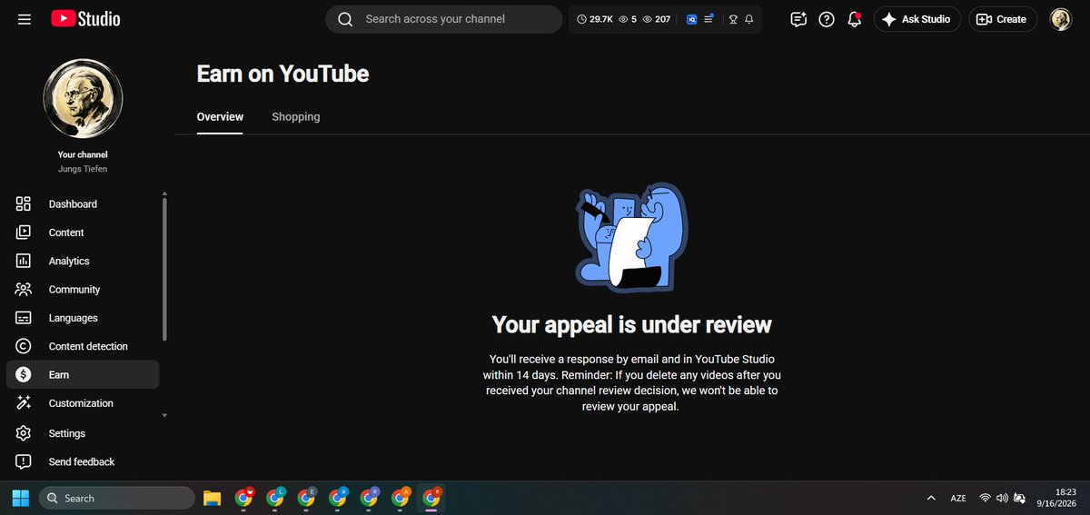 Ezzekbr's tweet photo. Hi @TeamYouTube, my channel's monetization was suspended on August 19th and I submitted my appeal video right away. It's been a while, and I still haven't received any response. Could you please check my case? My channel URL https://t.co/TECuv8GHsT https://t.co/22ByToAFcR