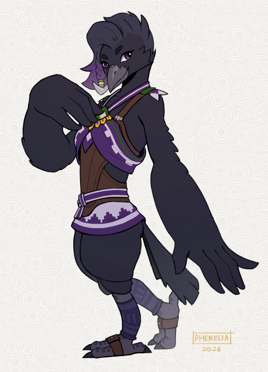 Phenelia's tweet photo. Pretty crow Rito lady https://t.co/KRBoCm3e08