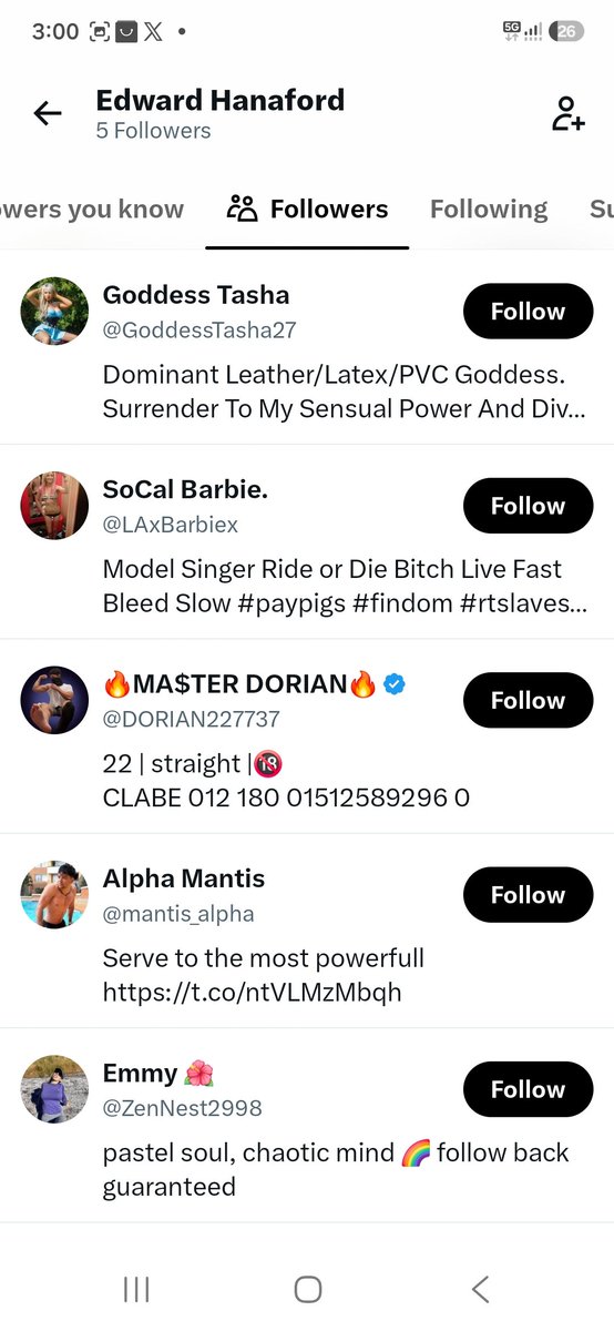AlphaSteveFD's tweet photo. Pro #findom

If a new account approaches such as @EdwardHana8d #scam

Also make sure to check the followers @GoddessTasha27 @LAxBarbiex @DORIAN227737  @mantis_alpha @ZenNest2998 https://t.co/IpOzBoap45