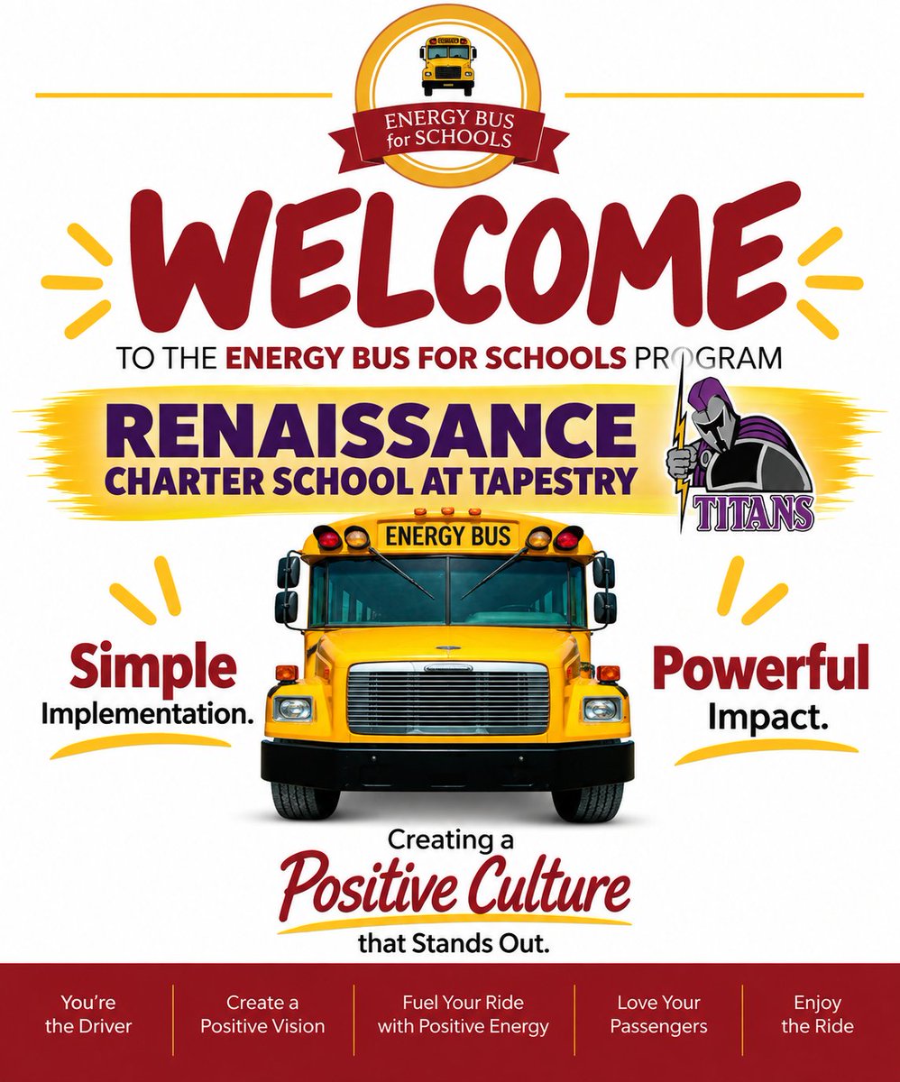 JimVanAllan's tweet photo. The Titans are bringing the energy!

We’re proud to welcome Renaissance Charter School at Tapestry to the Energy Bus for Schools family! This journey is all about empowering people to lead with positivity, support one another, and make every day count.

Titans, your bus is ready. Bring the energy and enjoy the ride!