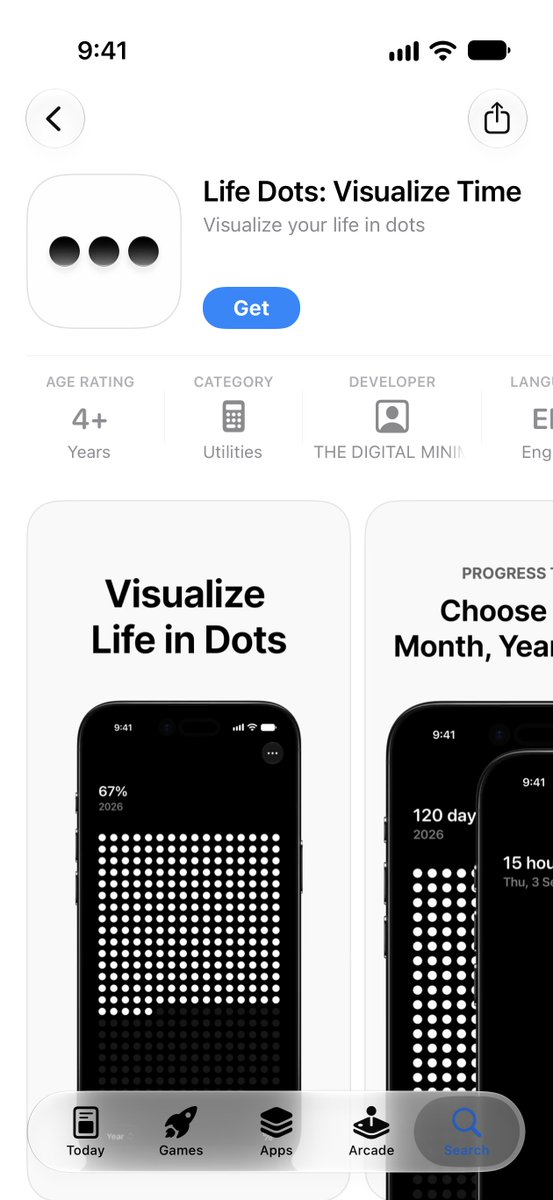 heyeaslo's tweet photo. I made an app to visualize your life in dots. https://t.co/Ti7Px65ZAn