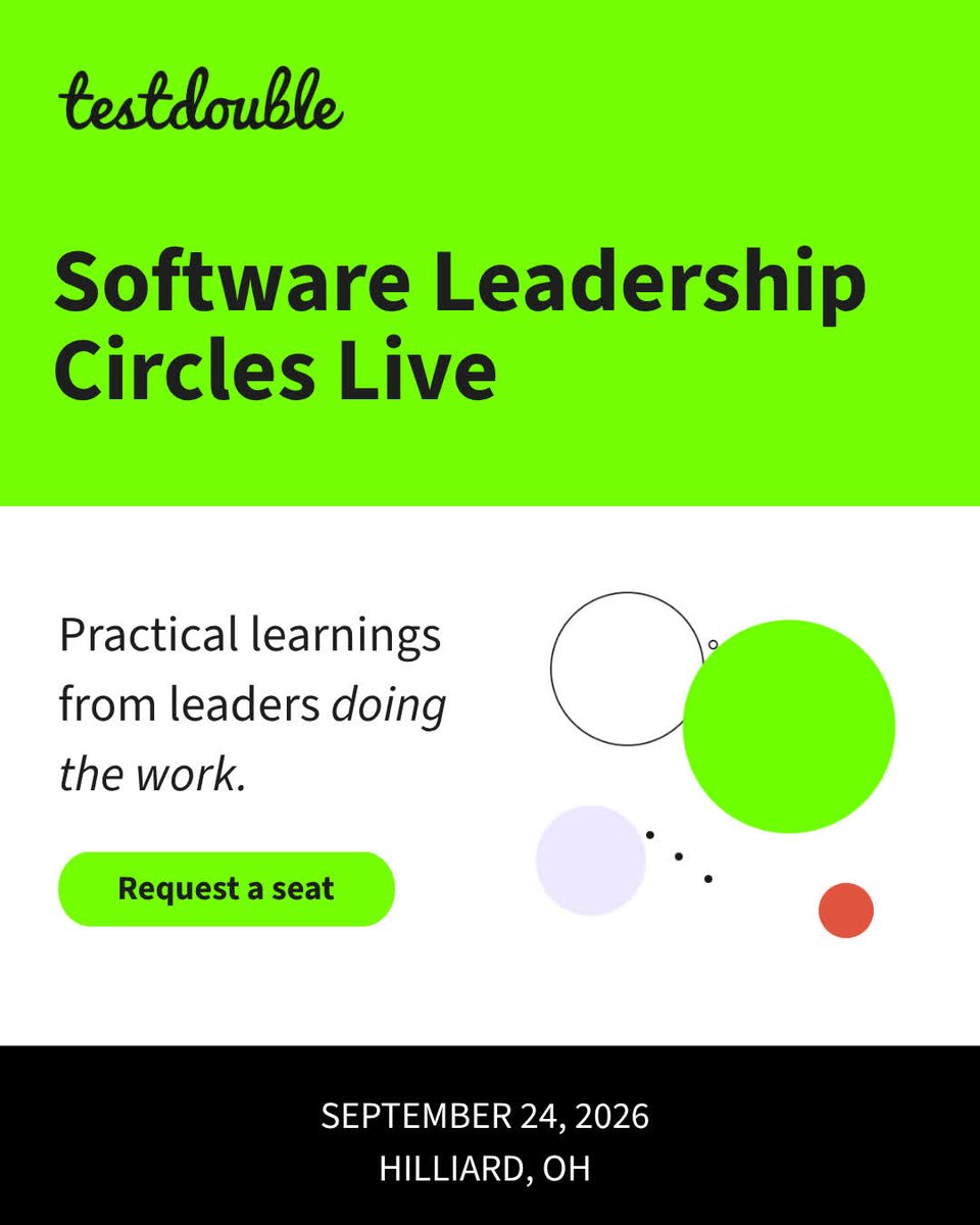 testdouble's tweet photo. We're excited to host Software Leadership Circles Live next week! Join us on September 24th in the Columbus area as we bring together 30-40 software leaders for one day, in one room, with nobody pitching anything. Request your seat: https://t.co/7gU5JLX0OY https://t.co/Yb0j1VYHkT
