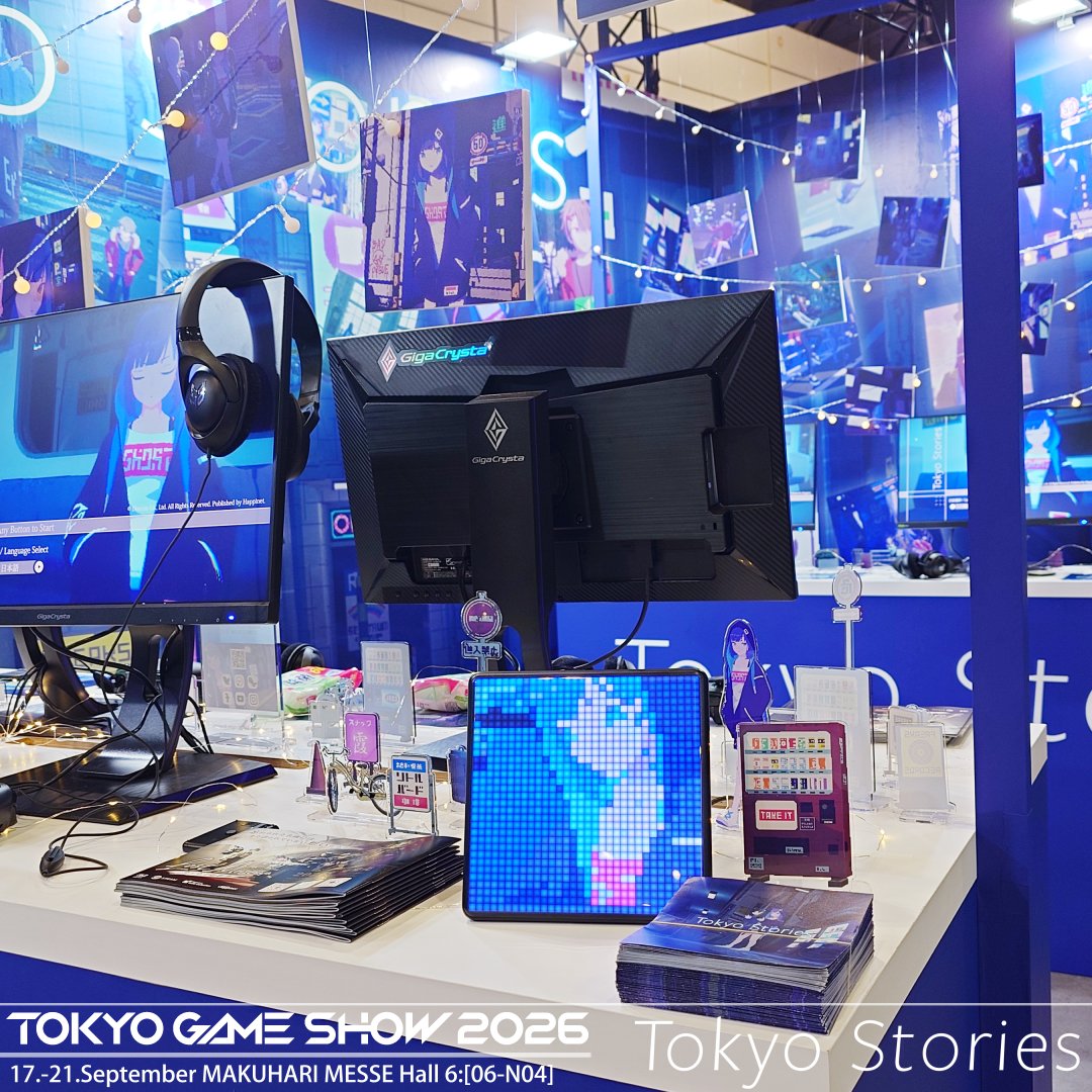 tky_stories's tweet photo. [tky_info]
ついに開幕！TGS2026🎉
It’s finally here! TGS 2026

『Tokyo Stories』のブースもオープンいたしました。
The "Tokyo Stories" booth is now open.

開発中のゲームを実際にプレイしていただけるほか、各種条件付きではありますがノベルティも多数ご用意しています。
ぜひ遊びに来てください。
Not only can you try out our games currently in development, but we also have plenty of giveaways available. Please come stop by.

📍HALL6 06-N04

#TGS2026 #tky_stories