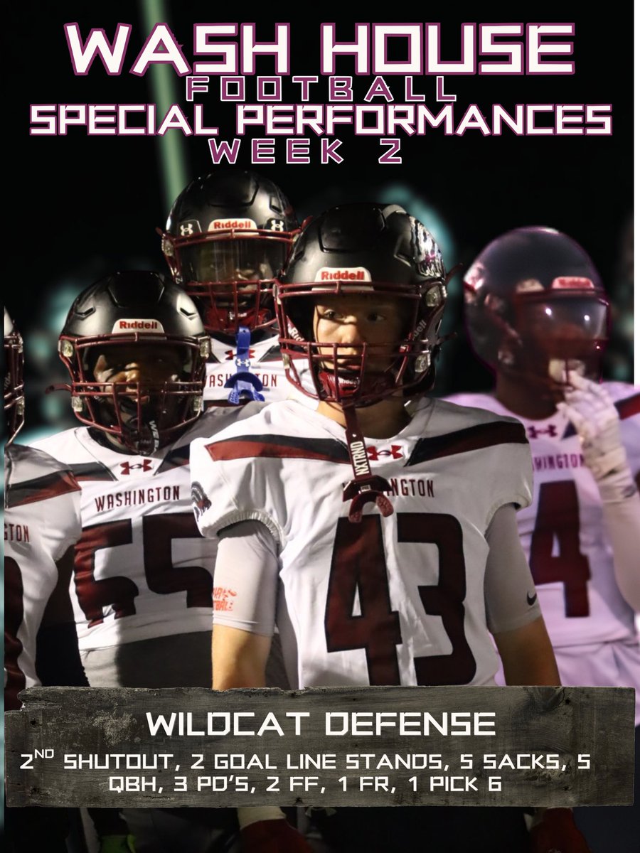 WashHouseFB's tweet photo. Weβve yet to play our best ball but have had some standout moments. Join us in celebrating Week 1 & Week 2βs Special Performances. #WhoseHouse #WashHouse #WildcatCounty https://t.co/8NYMom7LIT