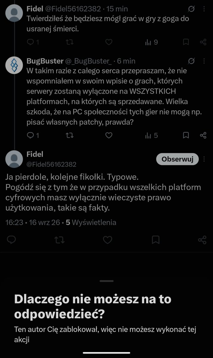 _BugBuster_'s tweet photo. @ArtKovalion Miałem mu odpowiedzieć "Ok, przyjmuję do wiadomości. Co w takim razie mam na konsolach?", ale niestety przycisk okazał się szybszy... https://t.co/2j2GKpzx8B