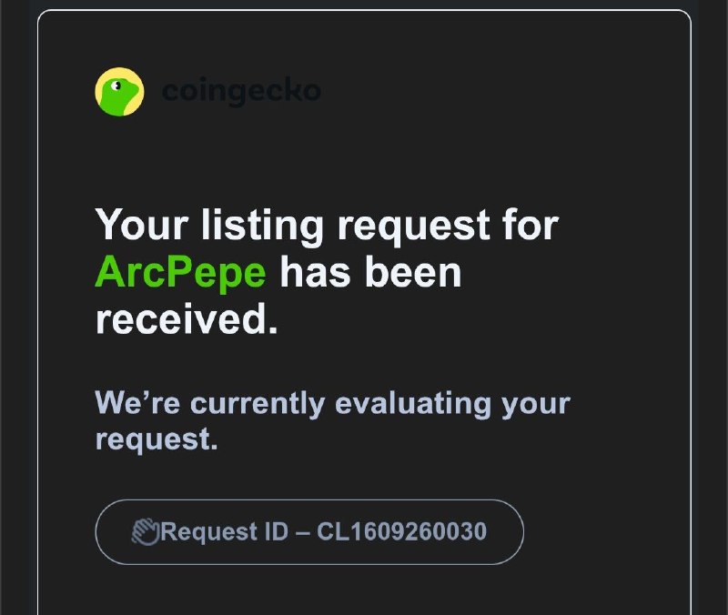 MoontoshiX's tweet photo. ArcPepe takes the next step.

We’ve officially submitted our CoinGecko listing request and it’s now under review. 

Building the first Pepe on Arc from the ground up — community, memes, and visibility.

The journey is just getting started. 🐸

$ARCPEPE https://t.co/Jbx5pYMHxG