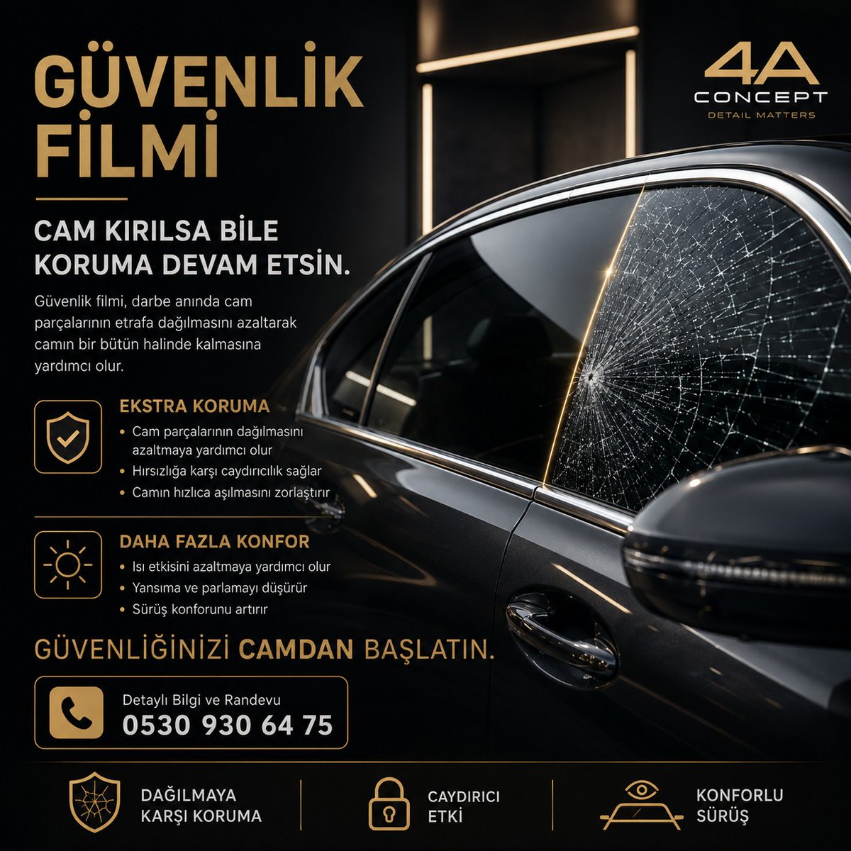 alibyr_44's tweet photo. Security film is more than window tint; it adds protection and driving comfort. It helps hold glass together on impact, deters break-ins, reduces heat, glare, and reflections for a more comfortable drive. Details &amp; appointments: 0530 930 64 75 https://t.co/zQjKM23PHJ