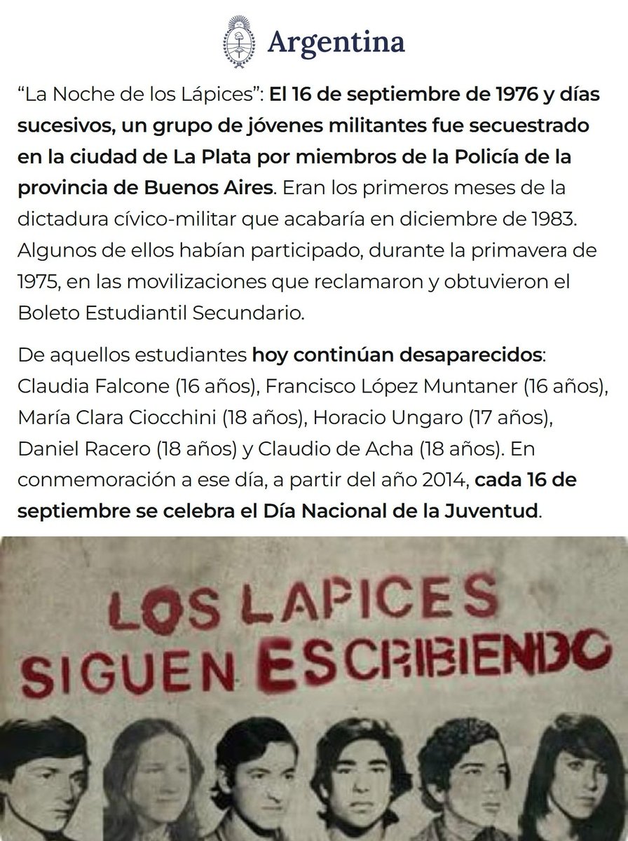 TTtucuman's tweet photo. "Lápices": 
Porque se cumplen 50 años desde 'La Noche de los Lápices' https://t.co/8TS7OKJhWw