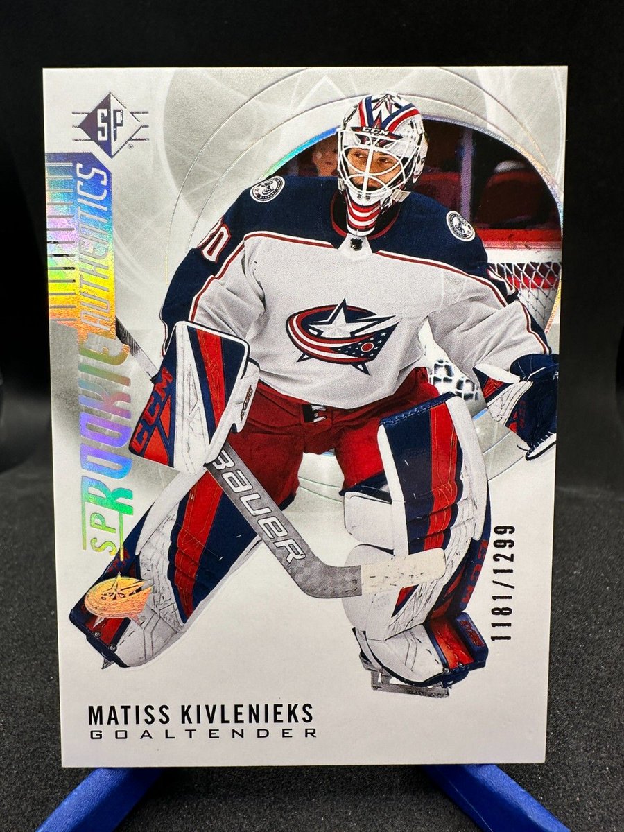 MikeScott614's tweet photo. A rookie card with a story that deserves remembering.

https://t.co/5POIKI7Uun

Matiss Kivlenieks — the young Latvian goaltender who rose through the Blue Jackets system, played his first NHL games in 2020-21, and was tragically taken from us far too soon in July 2021. He was 24.

This is his 2020-21 SP Rookie Authentics Silver Spectrum parallel (#102), numbered to just 1,299 copies. It's the silver foil version of his standard rookie card from Upper Deck's mid-tier hockey release.

Why this card matters:
- Silver Spectrum parallel — distinct from the base, harder to find
- Serial numbered /1299 — limited window of production
- True rookie card from his debut season
- One of the few NHL-licensed cards of a player whose career was cut short

Who it's for: Blue Jackets team collectors, Latvian hockey fans, goalie PC builders, anyone who collects cards with real human stories behind them. Whether you're completing the 2020-21 SP Rookie Authentics set or just want a numbered rookie of aplayer whose legacy deserves to be remembered.

Price: just $2.00 — a memory you can hold for pocket change.

Grab it on eBay: