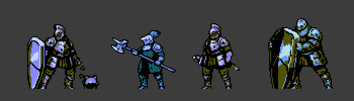 mogeldev's tweet photo. Working on implementing the knight enemies. Here are their sprites

#pixelart #indiegame #gamedev #ドット絵 #Godot #indiedev https://t.co/L5suxQRjuL
