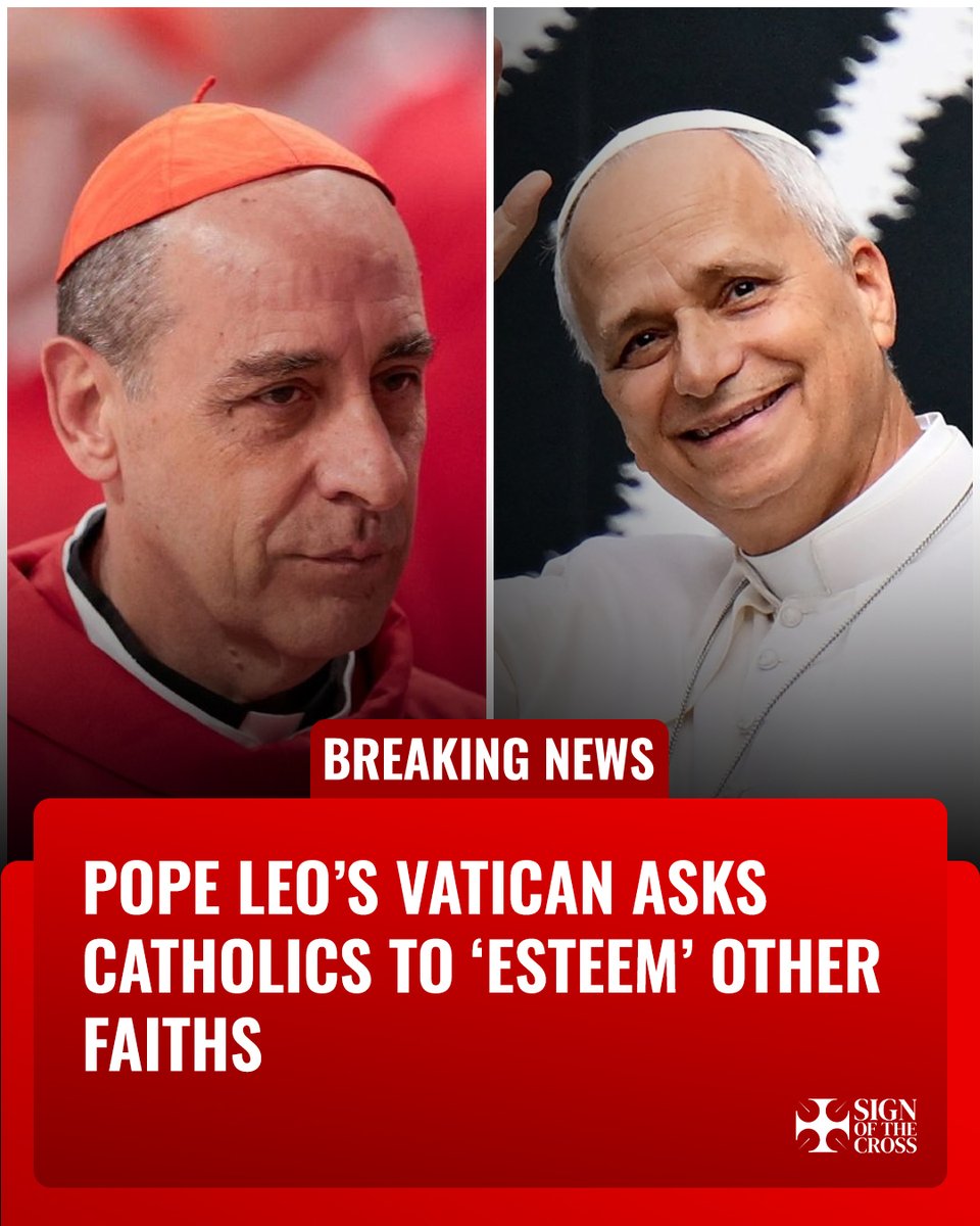 CatholicSOTC's tweet photo. BREAKING: Pope Leo's Vatican asks Catholics to "esteem" other faiths in a new note marking 60 years since Nostra Aetate.

It says converting other religions "no longer makes sense" in a global village.

https://t.co/ylAPFM96aj https://t.co/9i0510YQ2p