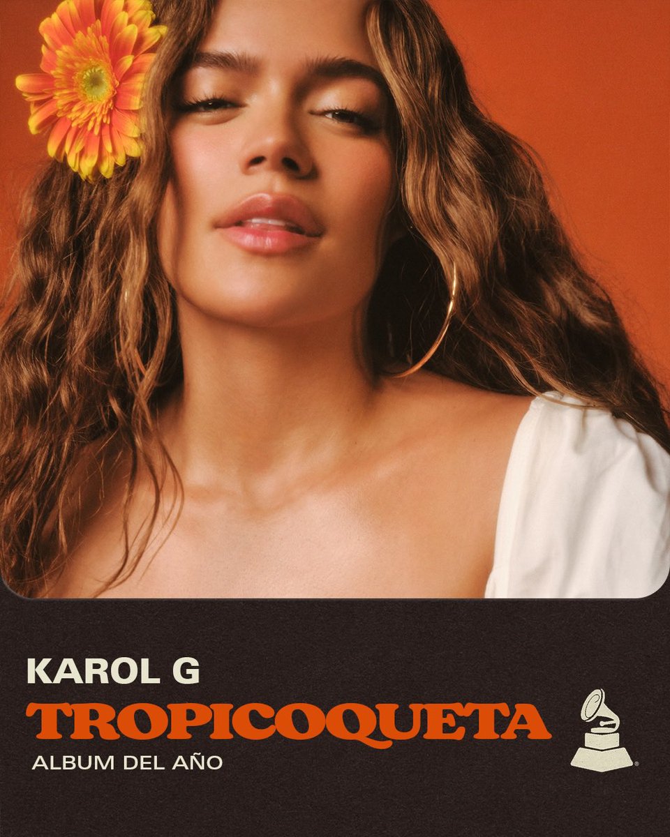 bichotarecords's tweet photo. ¡Felicitaciones  @karolg ! 🧡✨ 

Tropicoqueta obtiene 7 nominaciones al #LatinGRAMMYs 2026 @LatinGRAMMYs 🏆 https://t.co/4GLWfXkB4c