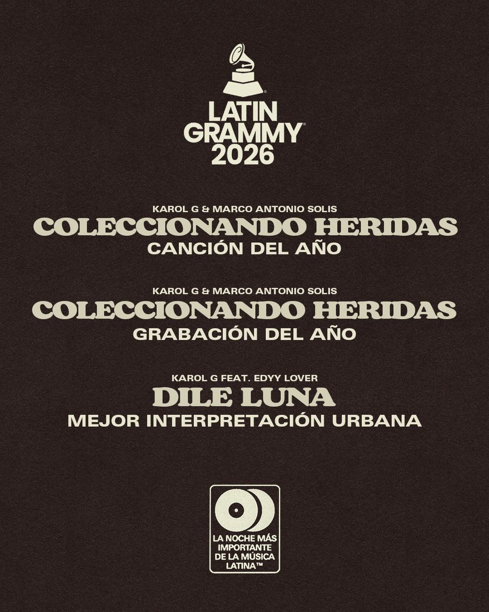 bichotarecords's tweet photo. ¡Felicitaciones  @karolg ! 🧡✨ 

Tropicoqueta obtiene 7 nominaciones al #LatinGRAMMYs 2026 @LatinGRAMMYs 🏆 https://t.co/4GLWfXkB4c