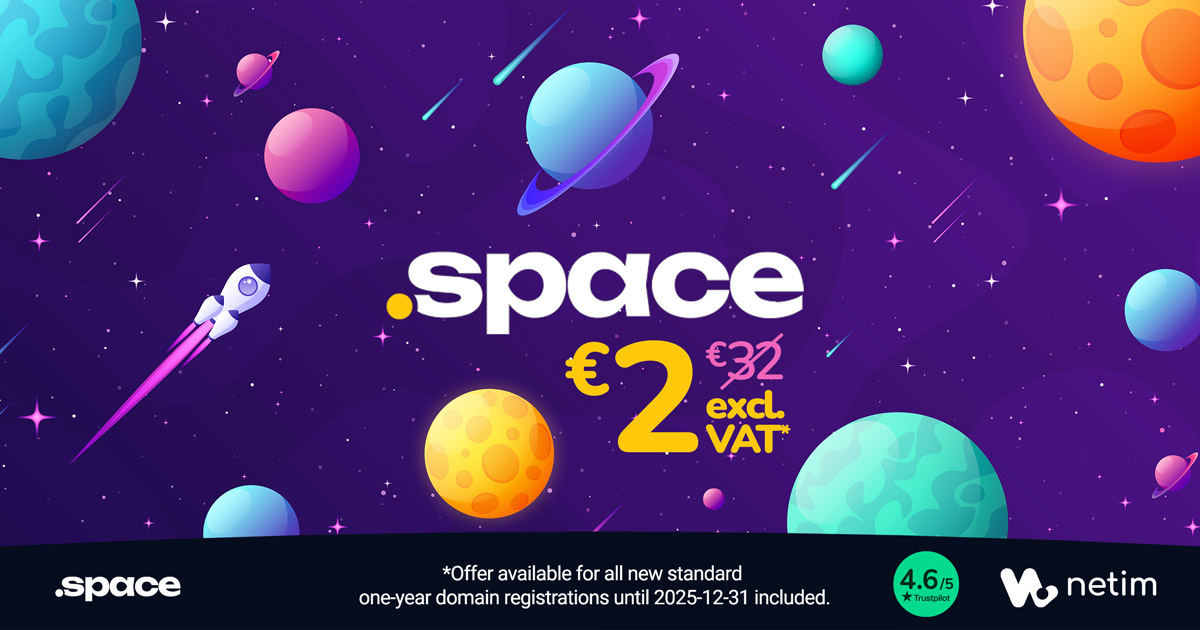 Netim_com's tweet photo. Today marks the beginning of the #WorldSpaceWeek 🚀🧑‍🚀

What better time to explore your own space on the Internet? 🌍

With a .SPACE domain, give your universe, ideas or projects a home online ✨

📧 1 email address included

👇 Check availability
https://t.co/ayfQ1CKlIw

#DomainName #Space #dotSpace #Science #Creativity