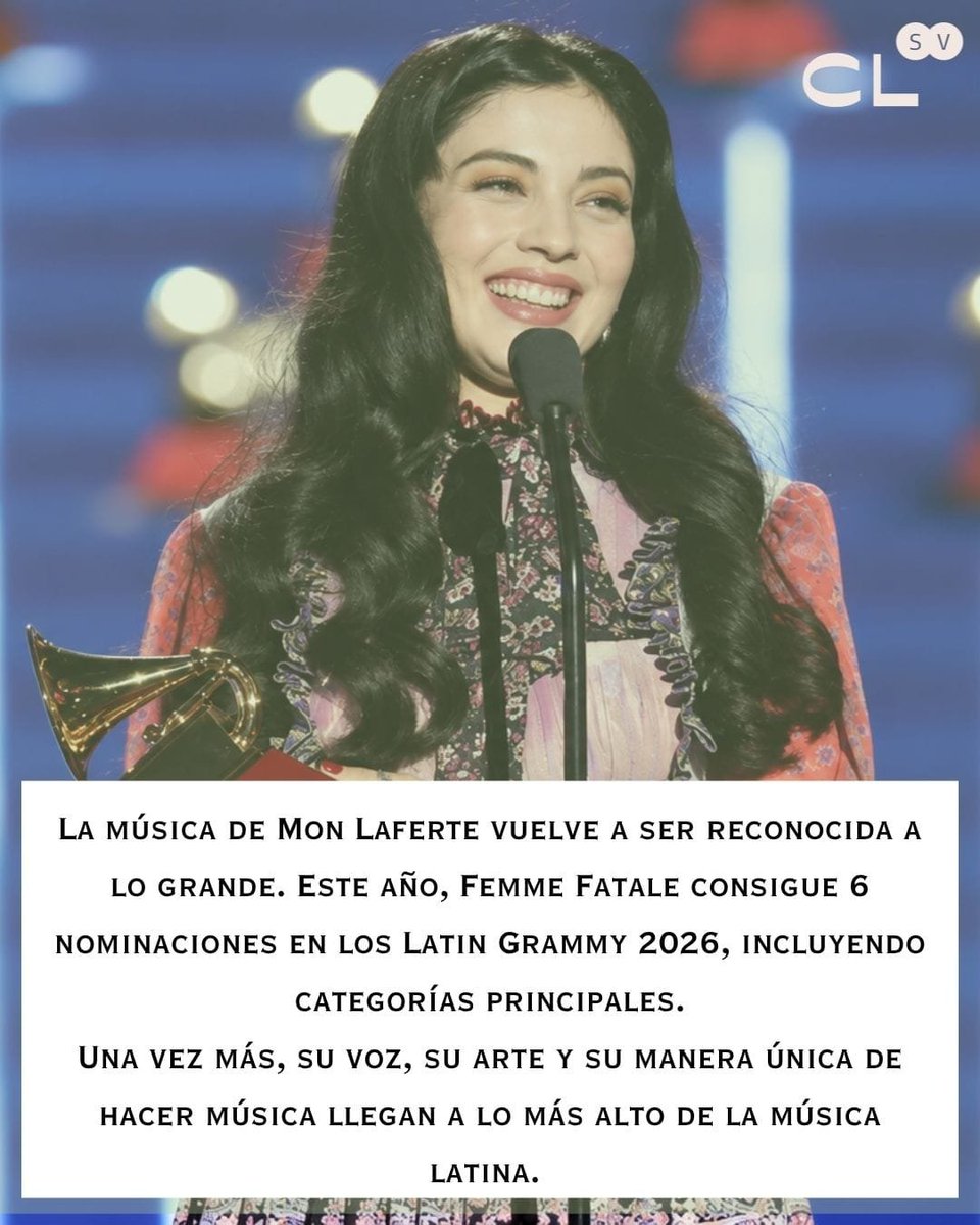 lafertessv's tweet photo. @monlaferte ha sido nominada a 6 categorías en los Premios @LatinGRAMMYs

¡Felicidades majestad! 🌹🥺

Descubre cuáles son las categorías 👇🏼 https://t.co/J3DqwuOErC