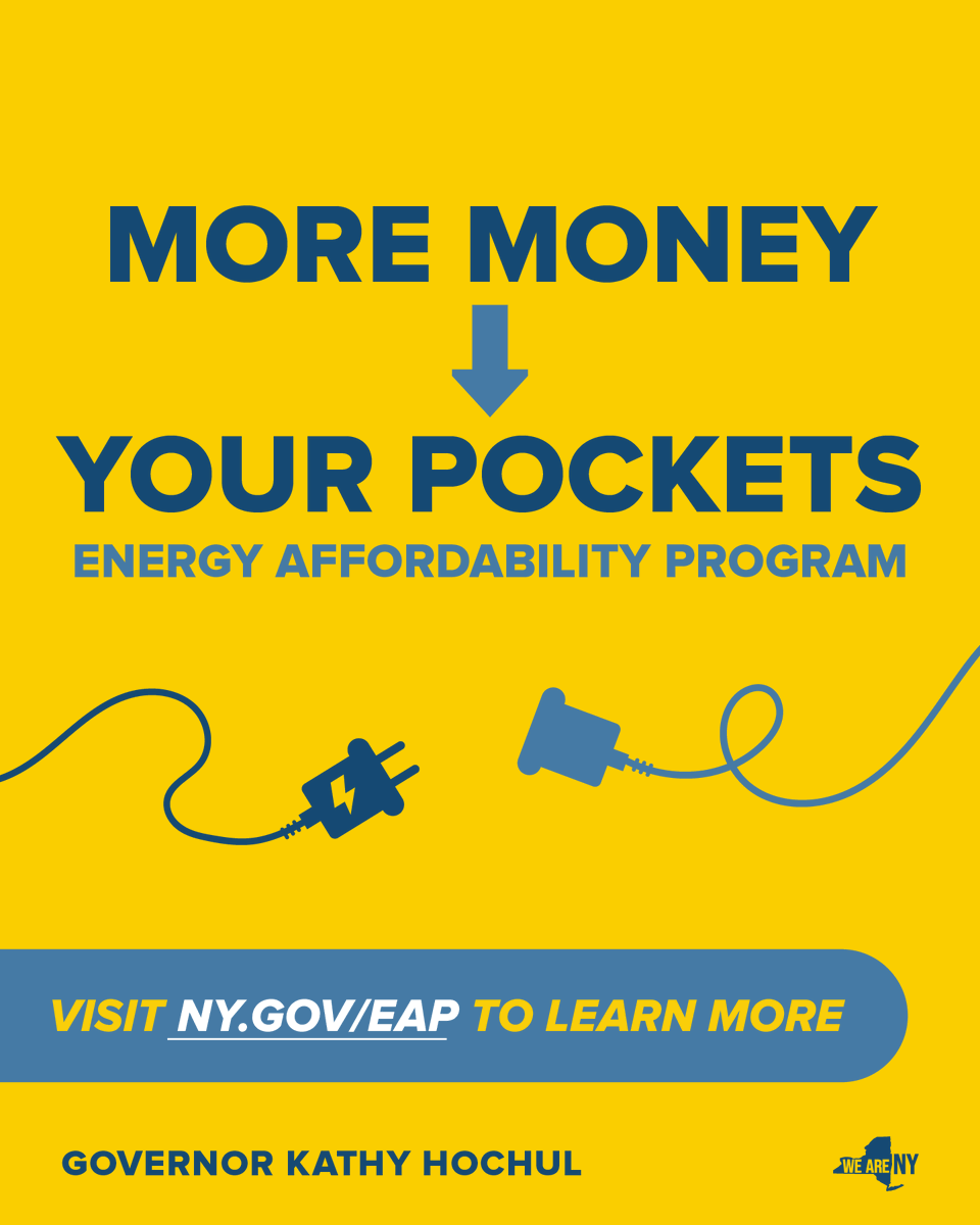 RepRitchie's tweet photo. Electric bill too high? You may be eligible for a monthly discount.

New York State’s Energy Affordability Program can save you up to hundreds of dollars a year. This is on top of the $200 rebate checks going to millions of homes.

See if you’re eligible: https://t.co/6tr154xxKp https://t.co/KkkA1aR51b
