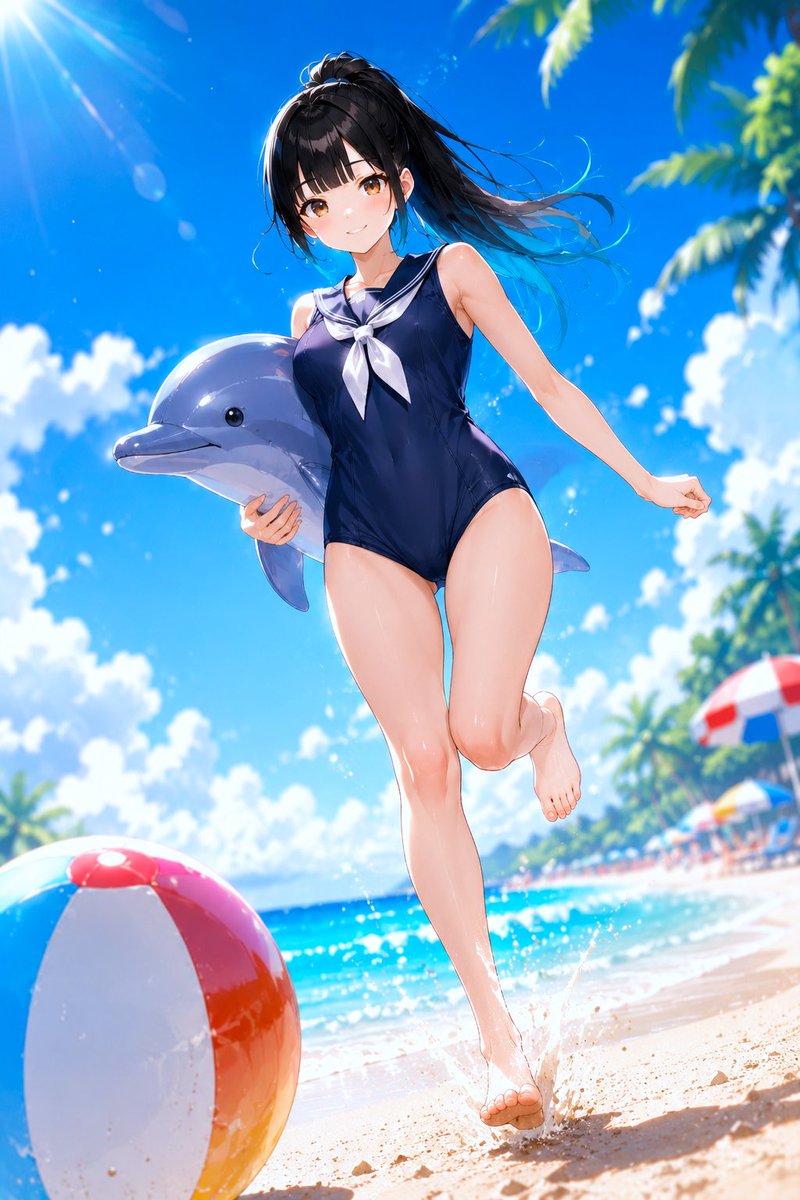 akagi401's tweet photo. おまたせー
セーラースクール水着🩱を着てみたよ🐬
どうかな？ https://t.co/1hh11TBKgE