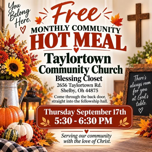 ShelbyHealth's tweet photo. From Taylortown Community Church 
FREE MONTHLY COMMUNITY HOT MEAL https://t.co/ISjAMoInbO