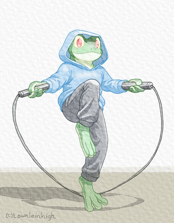 lownleinhigh's tweet photo. My month again. I will be drawing my OC under one theme. This time, workout theme and all will be drawn using watercolor brush.

3rd of this themed art, this time my 3rd OC, Wralf. A jump rope isn't just a toy. It's also a simple yet effective tool for fitness and exercise. https://t.co/6taEzoHpSA