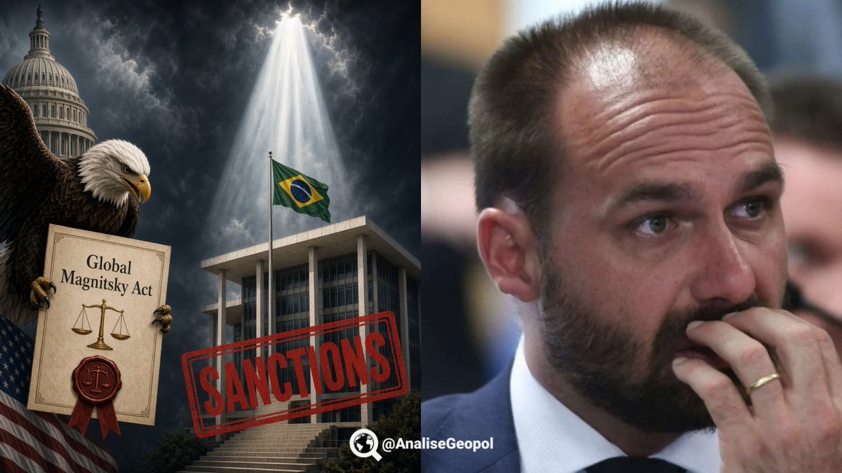 AnaliseGeopol's tweet photo. 🇧🇷🇺🇸 Eduardo Bolsonaro se reúne com autoridades do governo Trump em Washington para pedir novas sanções contra o Brasil, sobretudo a imposição da Lei Magnitsky contra ministros do STF para pressionar a corte a punir Alexandre de Moraes, de acordo com o jornal Metrópoles. https://t.co/R20sJbUGjg